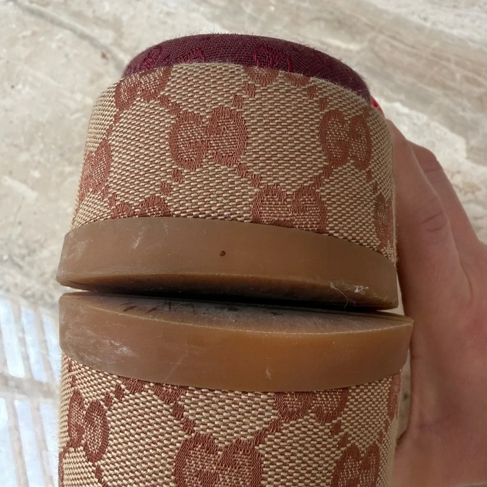 Gucci Angelina GG Canvas Flatform Slide Sandals Size 37 w/ Box - Picture 12 of 16